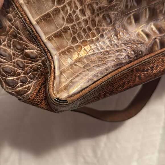 Brahmin cashew copper brown Melbourne croc embossed leather shoulder bag - Picture 16 of 16